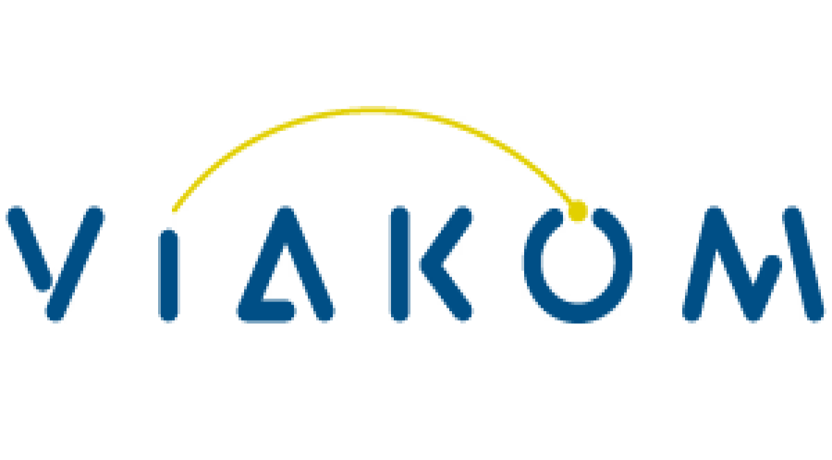 Viacom logo with a yellow arc over the "i" and "o".