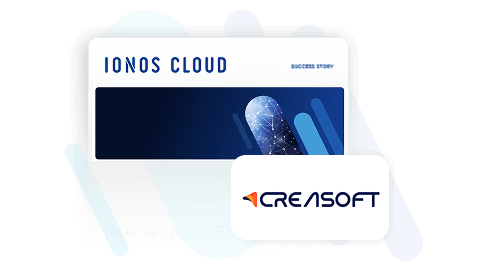 IONOS Cloud Erfolgsgeschichte mit CreaSoft Logo