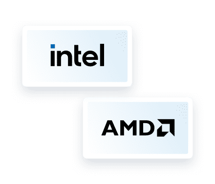 Intel and AMD logos