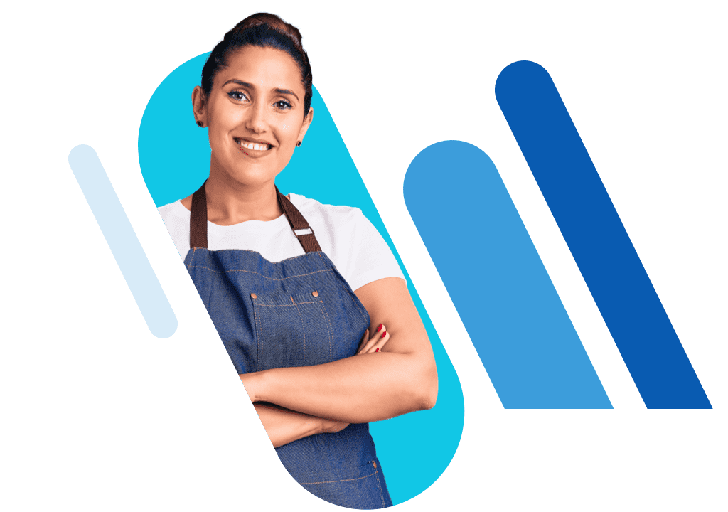 young brunette woman wearing apron