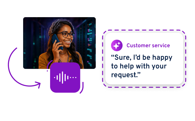 AI receptionist handling a customer service call with friendly response