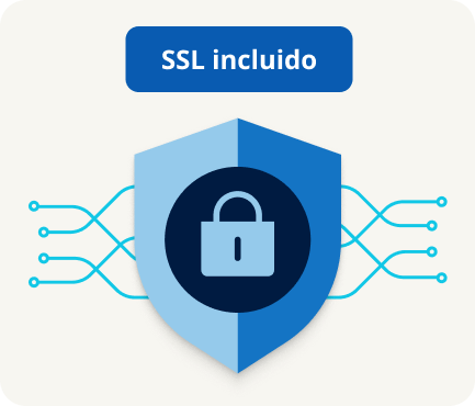 Escudo con candado y etiqueta “SSL incluido”.