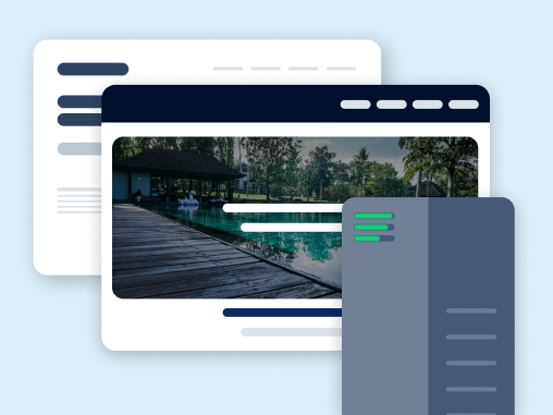 Layered website and server interface illustrating modern web architecture.