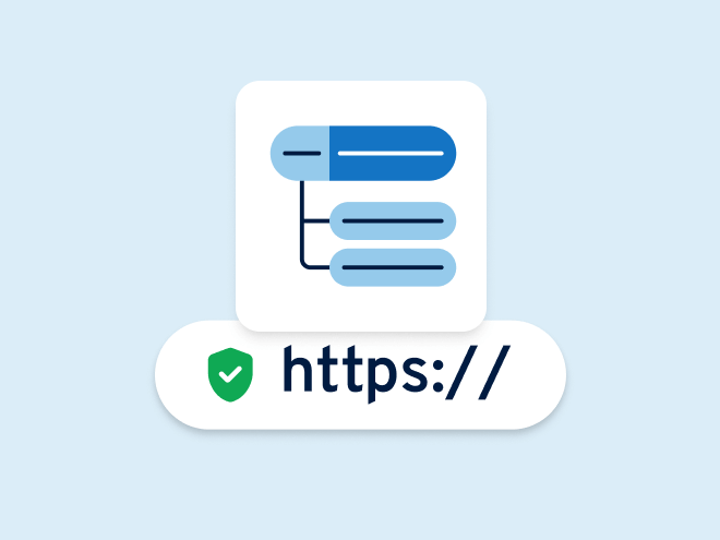 Form icon above an HTTPS badge with a green security shield.