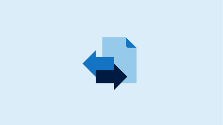 Datei-Icon mit Pfeilen: steht für Filesharing und Cloud-Speicher zum sicheren Austausch großer Datenmengen.