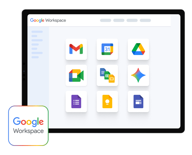 Interface with Google Apps and Google Workspace logo. 