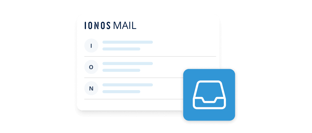 [Translate to US:] Email interface with inbox icon symbolizing professional email hosting.