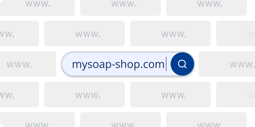 Search bar with “soaps-shop.com” entered.