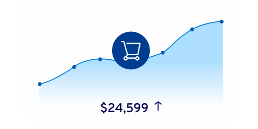 A line graph showing revenue trending upwards