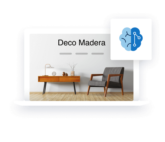 MyWebsite: Captura de pantalla del página web de la tienda de muebles Deco Madera con funciones de IA.