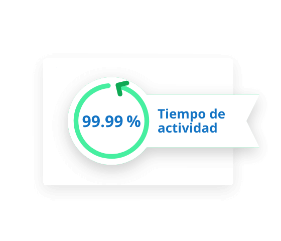 Etiqueta que muestra que el tiempo de actividad es del 99.99 %